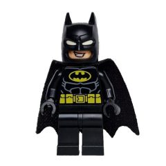 Minifigurka LEGO Batman, Black Suit, Black Cape and Cowl, Yellow Batman Logo, White Eyes (37157 Cape), Big Grin