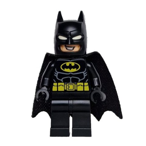 Minifigurka LEGO Batman, Black Suit, Black Cape and Cowl, Yellow Batman Logo, White Eyes (37157 Cape), Big Grin