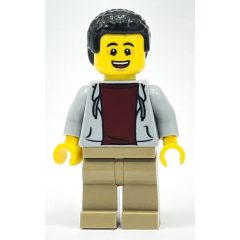 Minifigurka LEGO Light Bluish Grey Torso, Dark Tan Legs, Black Hair