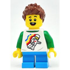 Minifigurka LEGO Kid - White Tors, Dark Azure Legs, Reddish Brown Hair