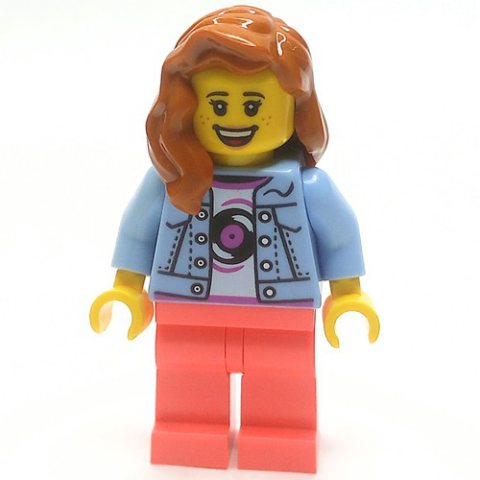 Minifigurka LEGO Bright Light Blue Torso, Coral Legs, Dark Orange Hair