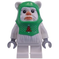 Minifigurka LEGO Ewok, White, Bright Green Hood