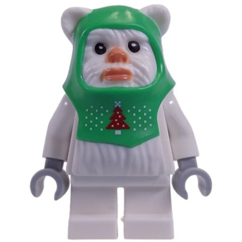 Minifigurka LEGO Ewok, White, Bright Green Hood