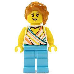 Minifigurka LEGO Woman, White Top, Medium Azure Legs, Dark Orange Hair