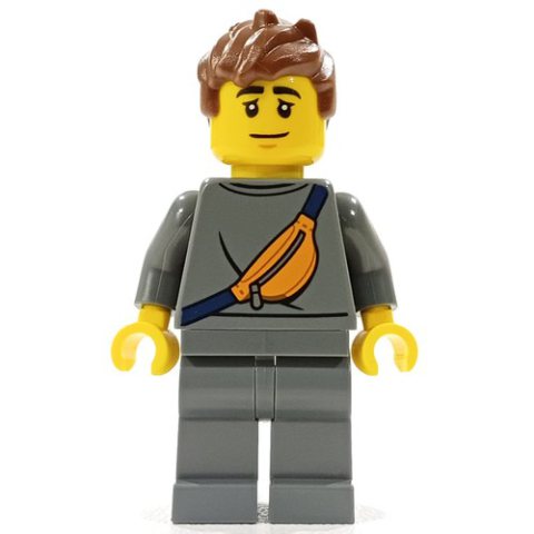 Minifigurka LEGO Man, Dark Bluish Gray Tracksuit, Fanny Pack