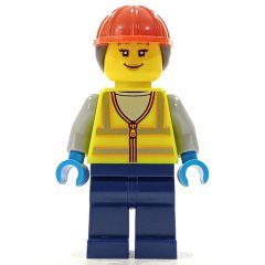 Minifigurka LEGO Ground Crew, Vibrant Yellow Safety Vest, Ponytail