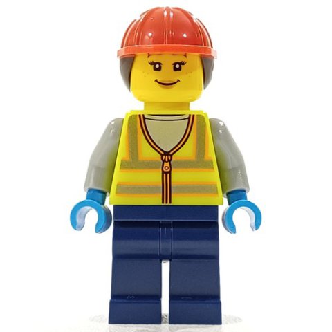 Minifigurka LEGO Ground Crew, Vibrant Yellow Safety Vest, Ponytail
