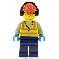 Minifigurka LEGO Ground Crew, Vibrant Yellow Safety Vest, Ear Defenders