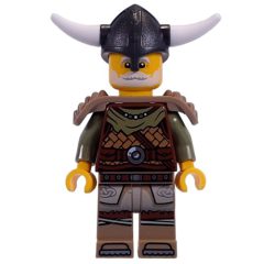 Minifigurka LEGO Viking, Reddish Brown Shirt, Shoulder Guards, Helmet with Horns, White Beard