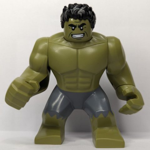 Minifigurka LEGO Hulk (Big Fig), Black Hair, Removable Head, Sand Blue Pants, Smiling