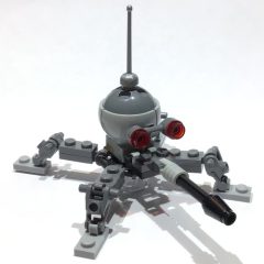 Minifigurka LEGO Dwarf Spider Droid, Dark Bluish Gray Dome, Fixed Black Cannon