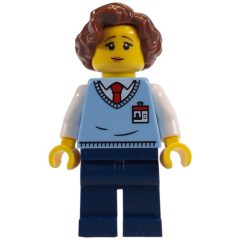 Minifigurka LEGO Museum Employee, Reddish Brown Hair