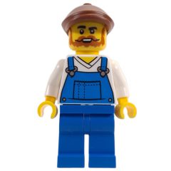 Minifigurka LEGO Window Cleaner, Blue Overall, Reddish Brown Cap