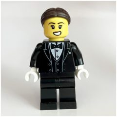 Minifigurka LEGO Waiter, Black Tuxedo, Dark Brown Hair