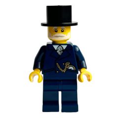 Minifigurka LEGO Carriage Driver, Dark Blue Suit, Black Top Hat