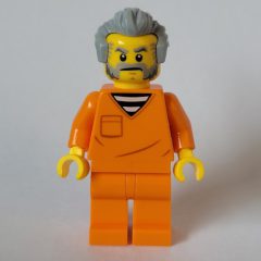 Minifigurka LEGO Criminal, Orange Suit, Light Bluish Grey Hair