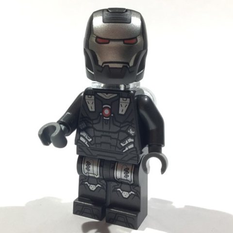 Minifigurka LEGO War Machine, Trans-Clear Neck Bracket, Dark Bluish Gray Hands