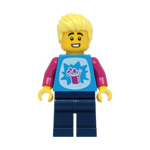 Minifigurka LEGO Dark Azure Torso, Dark Blue Legs, Bright Light Yellow Hair