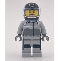 Minifigurka LEGO Race Driver - Light Bluish Grey Racing Suit, Black Helmet