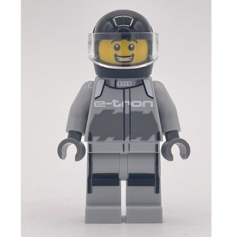 Minifigurka LEGO Race Driver - Light Bluish Grey Racing Suit, Black Helmet