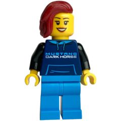 Minifigurka LEGO Race Driver - Dark Blue Torso, Dark Azure Legs, Dark Red Hair