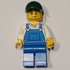 Minifigurka LEGO White Torso, Blue Overall, Dark Green Cap