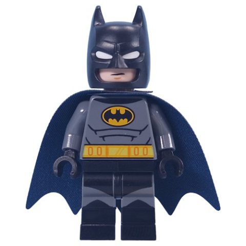 Minifigurka LEGO Batman, Dark Bluish Grey Suit, Black / Dark Blue Cape, Black Cowl