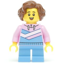Minifigurka LEGO Kid, Bright Pink Torso, Bright Light Blue Legs, Reddish Brown Hair
