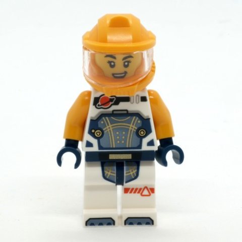 Minifigurka LEGO Astronaut, White Spacesuit, Bright Light Orange Armor Helmet
