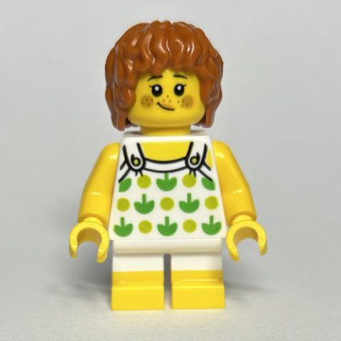 Minifigurka LEGO Kid, White Torso, White Legs with Yellow Feet, Dark Orange Hair
