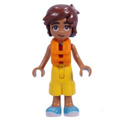 Minifigurka LEGO Leo - Red Shirt, Yellow Pants, Life Vest