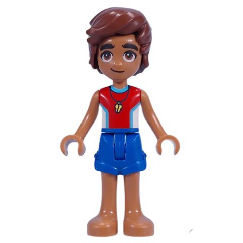 Minifigurka LEGO Leo - Red Shirt, Blue Shorts