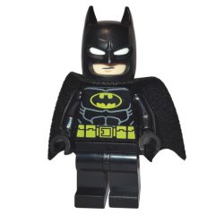 Minifigurka LEGO Batman, Black Suit, Black Cape and Cowl, Yellow Batman Logo, White Eyes (37157 Cape), Angry