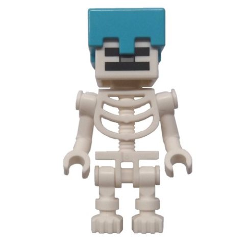 Minifigurka LEGO Skeleton, Square Skull, Medium Azure Helmet (78132 Torso)