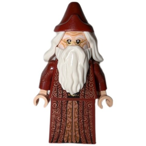 Minifigurka LEGO Albus Dumbledore, Dark Red Robe with Skirt, Plain Hat