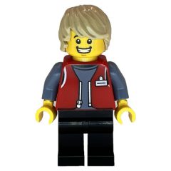 Minifigurka LEGO LEGO Employee, Red Jacket, Black Legs