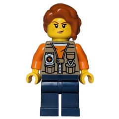 Minifigurka LEGO Explorer, Tina Tarantula, Dark Tan Vest Jacket, Dark Blue Legs, Dark Orange Hair
