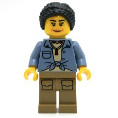 Minifigurka LEGO Woman, Sand Blue Shirt, Dark Tan Legs, Black Hair