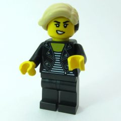 Minifigurka LEGO Woman, Black Jacket, Pearl Titanium Legs, Hearing Aid