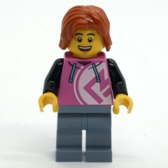 Minifigurka LEGO Man, Coral Jacket, Sand Blue Legs