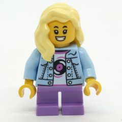 Minifigurka LEGO Girl, Bright Light Blue Jacket, Short Medium Lavender Legs