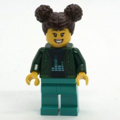 Minifigurka LEGO Woman, Dark Green Jacket, Dark Turquoise Legs