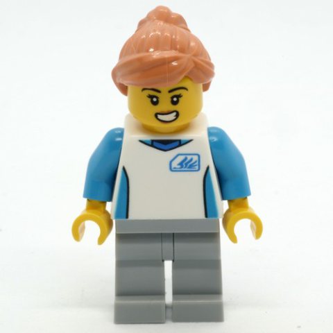 Minifigurka LEGO Woman, White Shirt, Light Bluish Gray Legs