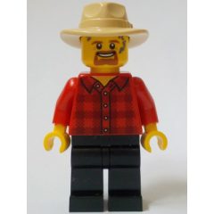 Minifigurka LEGO General Store Customer, Red Torso, Black Legs, Tan Hat