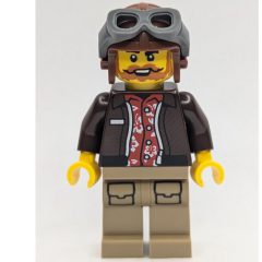 Minifigurka LEGO Aviator, Captain Nautilus, Dark Brown Torso, Dark Tan Legs, Reddish Brown Hat with Goggles