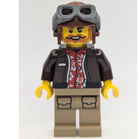 Minifigurka LEGO Aviator, Captain Nautilus, Dark Brown Torso, Dark Tan Legs, Reddish Brown Hat with Goggles
