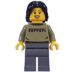 Minifigurka LEGO Woman, Olive Green Ferrari Sweater