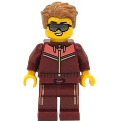 Minifigurka LEGO Man, Dark Red Tracksuit, Sunglasses