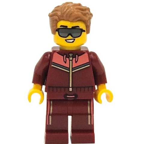 Minifigurka LEGO Man, Dark Red Tracksuit, Sunglasses