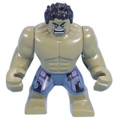Minifigurka LEGO Hulk (Big Fig), Olive Green, Black Hair, Removable Head, Sand Blue Pants